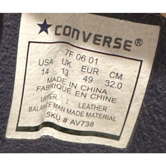 Converse All Star Leather Sneakers Mens 14 White Navy‎ AV738 Vintage 2001 Rare